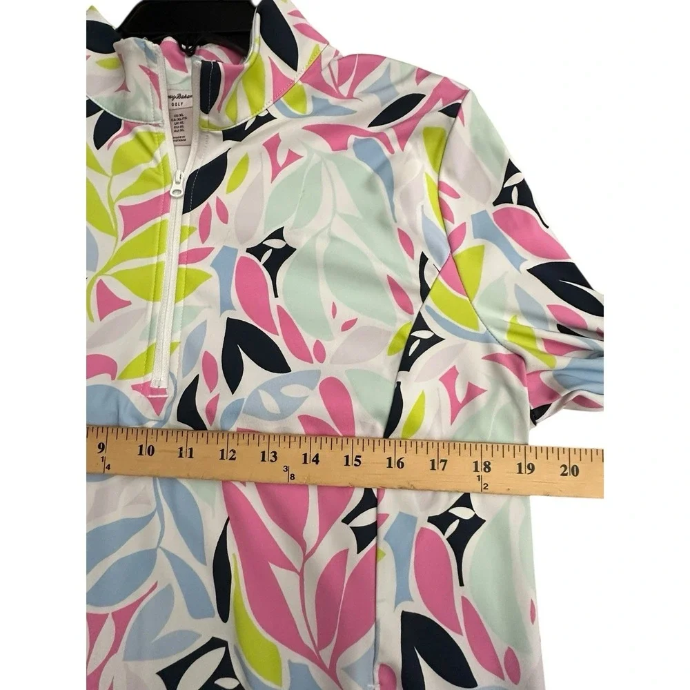 Tommy Bahama Pullover Womens XL White Floral‎ Print Golf Performance #K5-3
